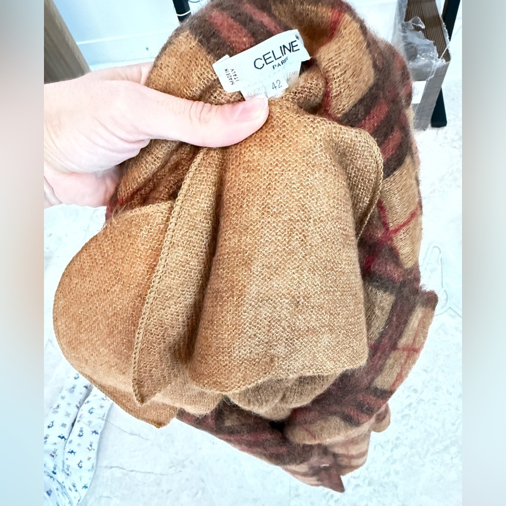 Vintage Celine Paris Plaid Wool Blend Jacket / Cardigan - Picture 12 of 12